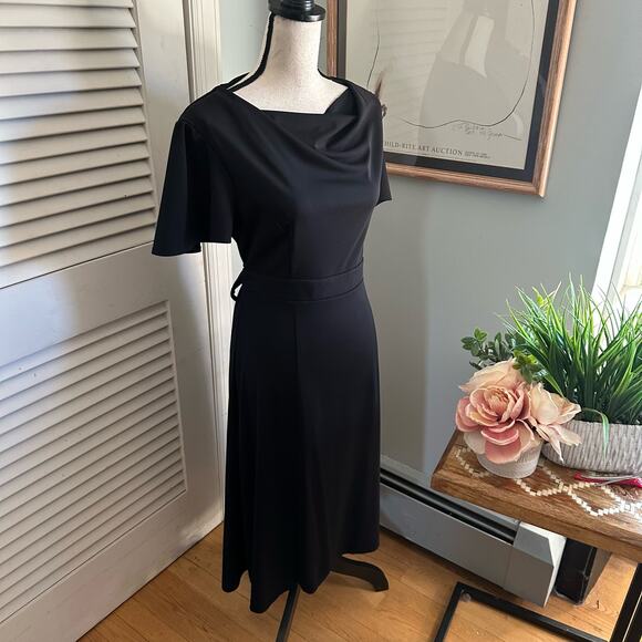 COUSINS Womens Dress Midi Cowl Draped Neck Concert Performance Solo Tie Back 12 - Picture 4 of 11